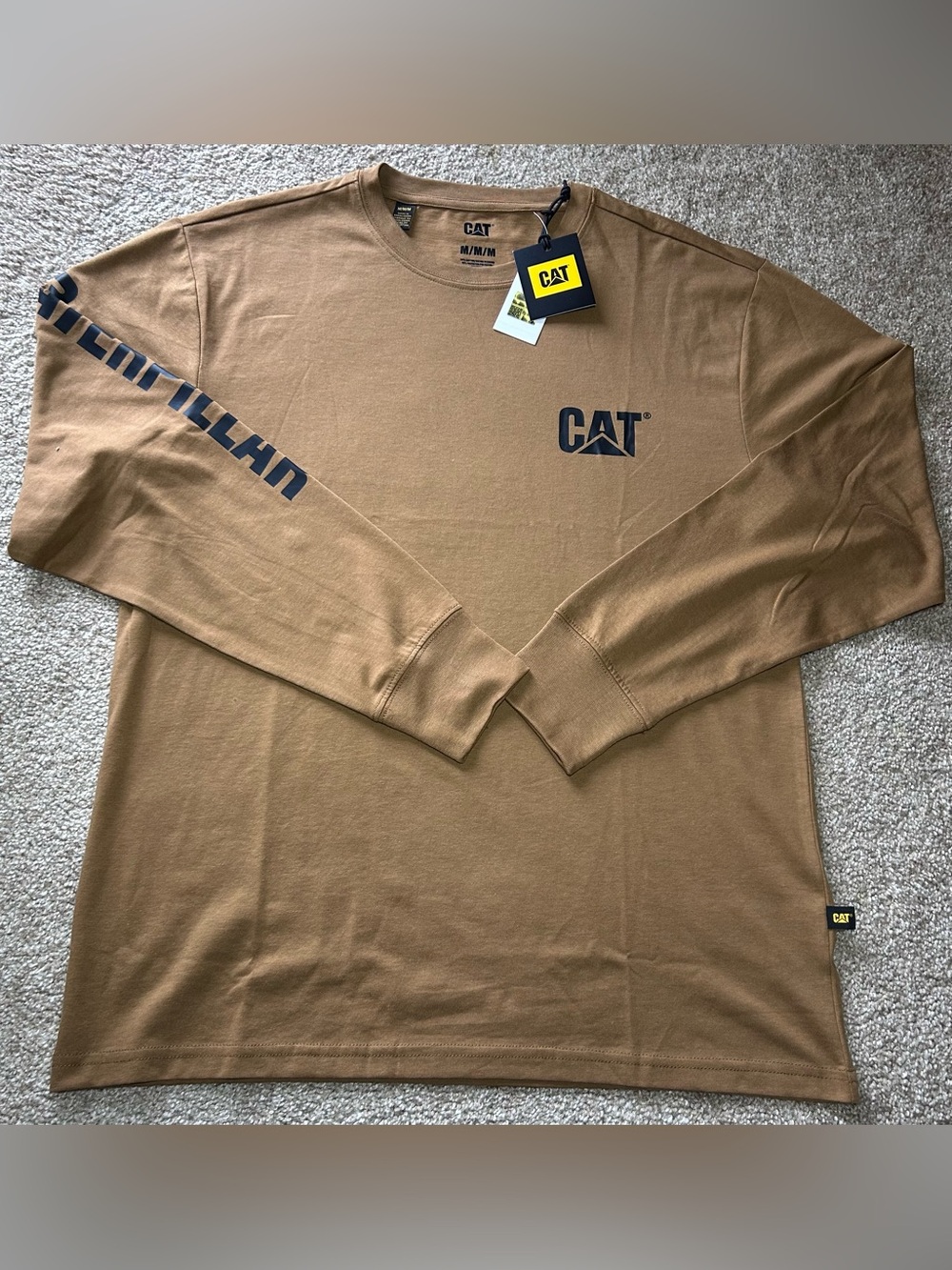 CAT Caterpillar Men's Long Sleeve Crew Neck Bronze Size Medium
